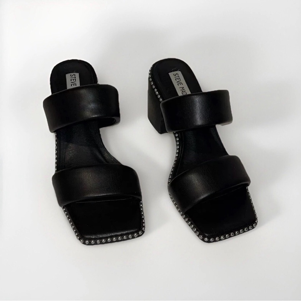 Steve Madden Harlee Black Mules with Silver Accents Studs